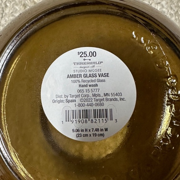 NEW Threshold Studio McGee 9" Amber
Round Recycled Glass Vase - Picture 5 of 5